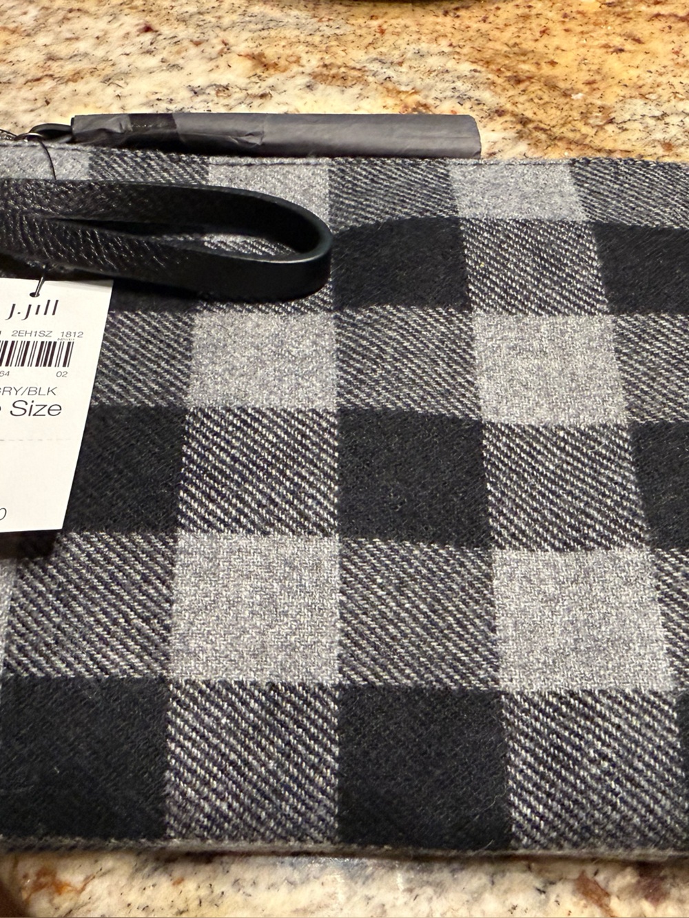 J. Jill Gray and Black Plaid Wristlet small handbag